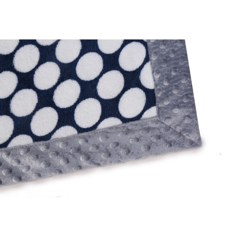 Bacati - Elephants Blue/grey Blanket Navy Dots with Grey Border