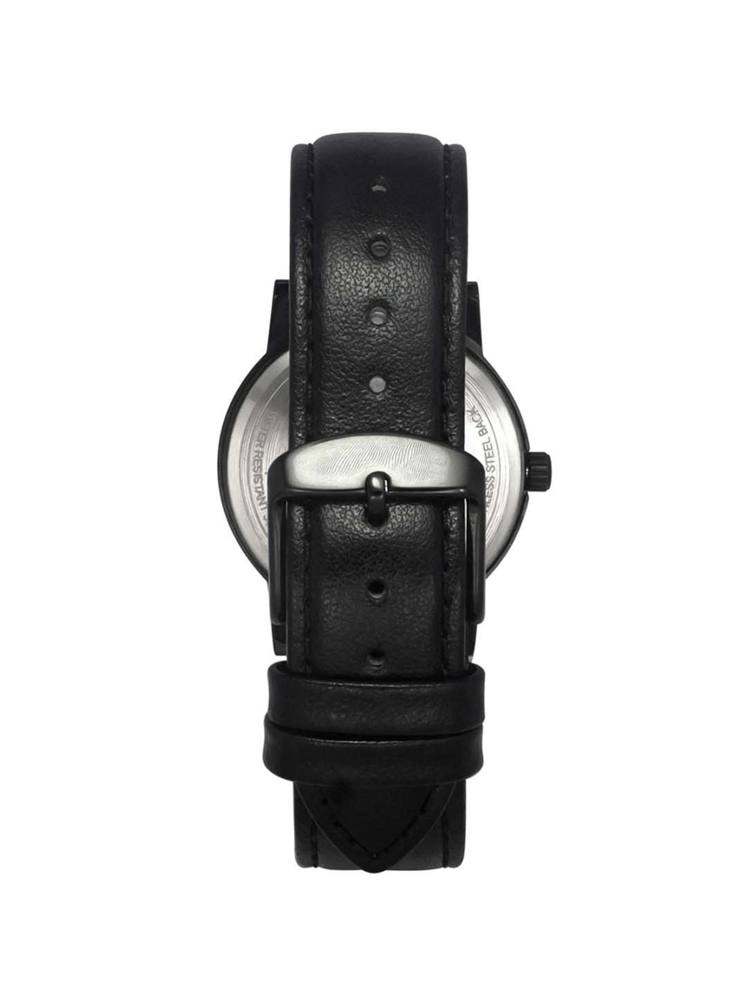 Helix By Timex Black Round Dial Analog Leather Men Watch - TW047HG03