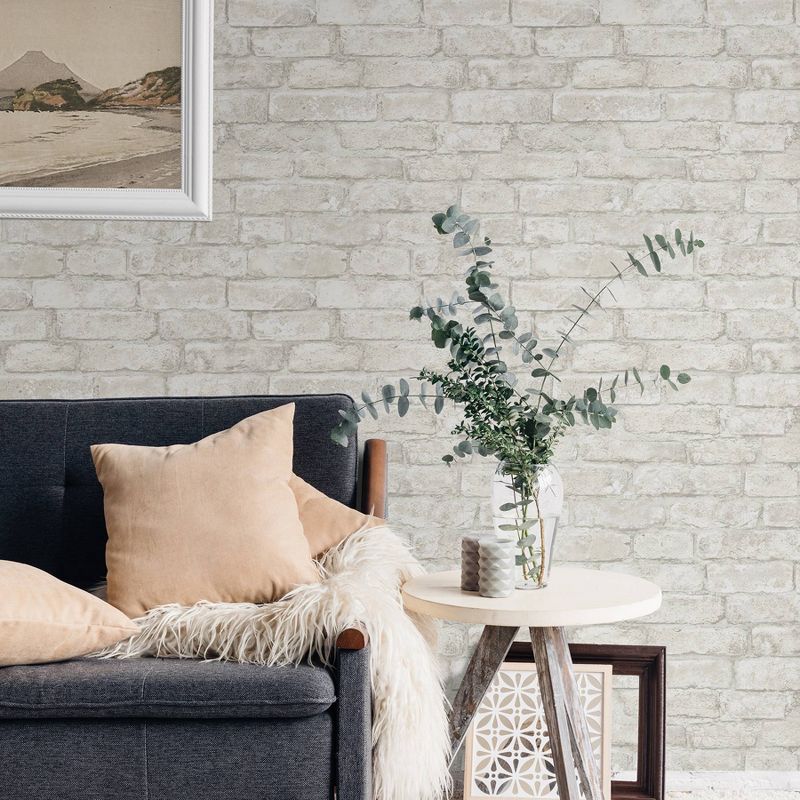 Brewster Denver Brick Peel & Stick Wallpaper White
