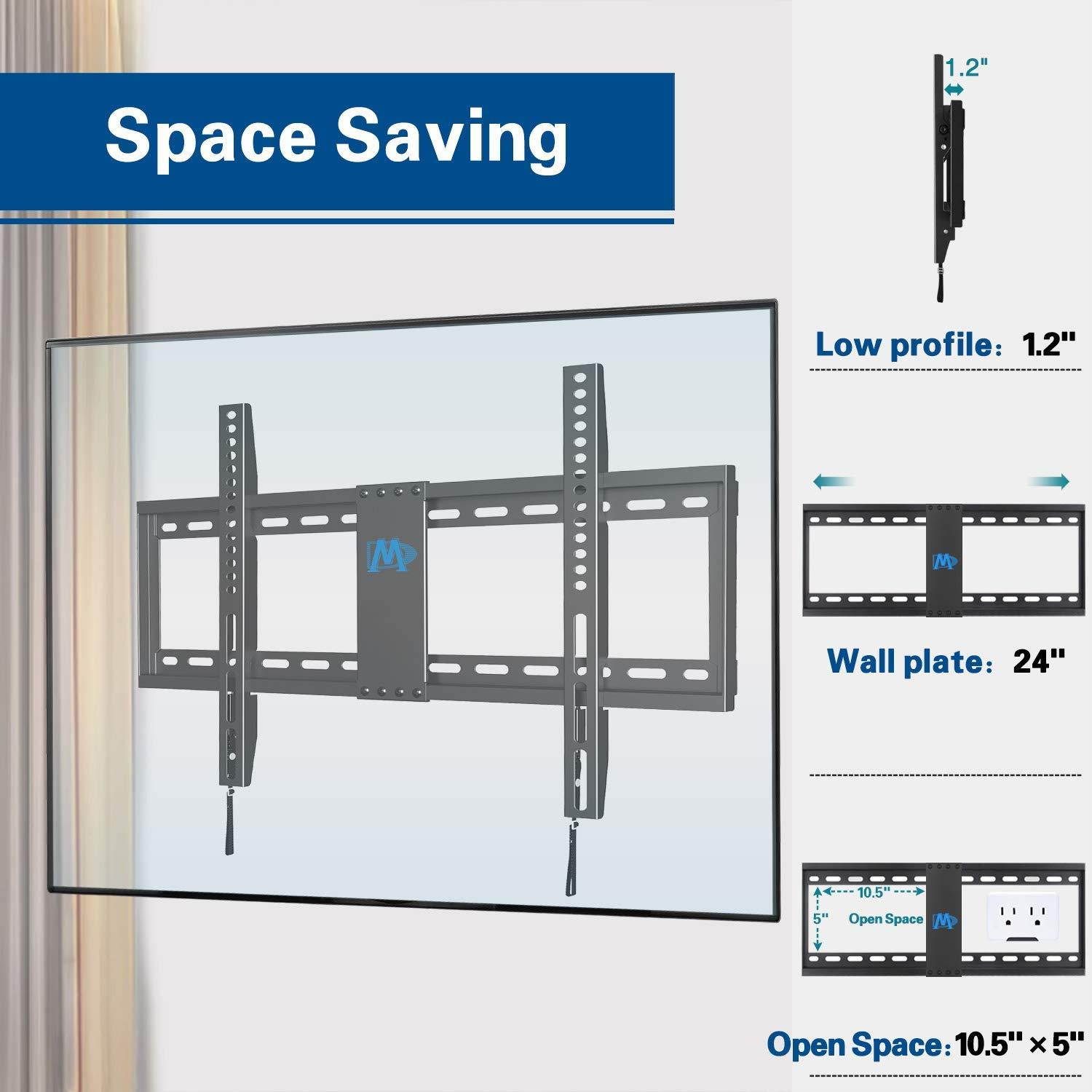 Mounting Dream Low Profile Fixed TV Wall Mount Bracket for Most 42-70 Inch LED, LCD and Plasma TV, Ultra Slim TV wall Bracket up to VESA 600 x 400mm and 132 LBS Loading Capacity, MD2163-K