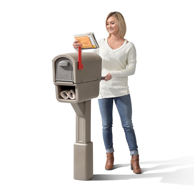 Step2 578799 MailMaster Express Plus Plastic Weather Resistant Mailbox, Tan