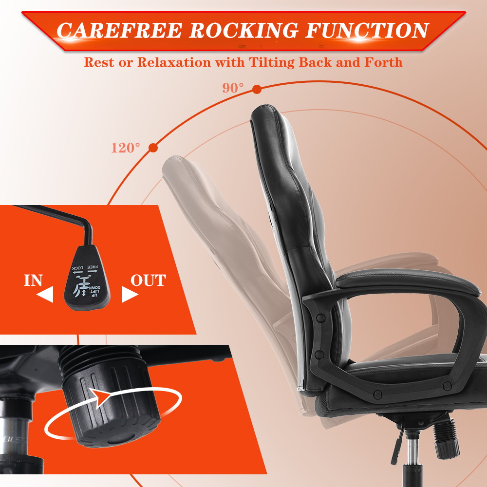 Gaming Chair Ergonomic Racing Game Chair Comfortable Computer Desk Chair for Home, Office, Gaming Room, Black