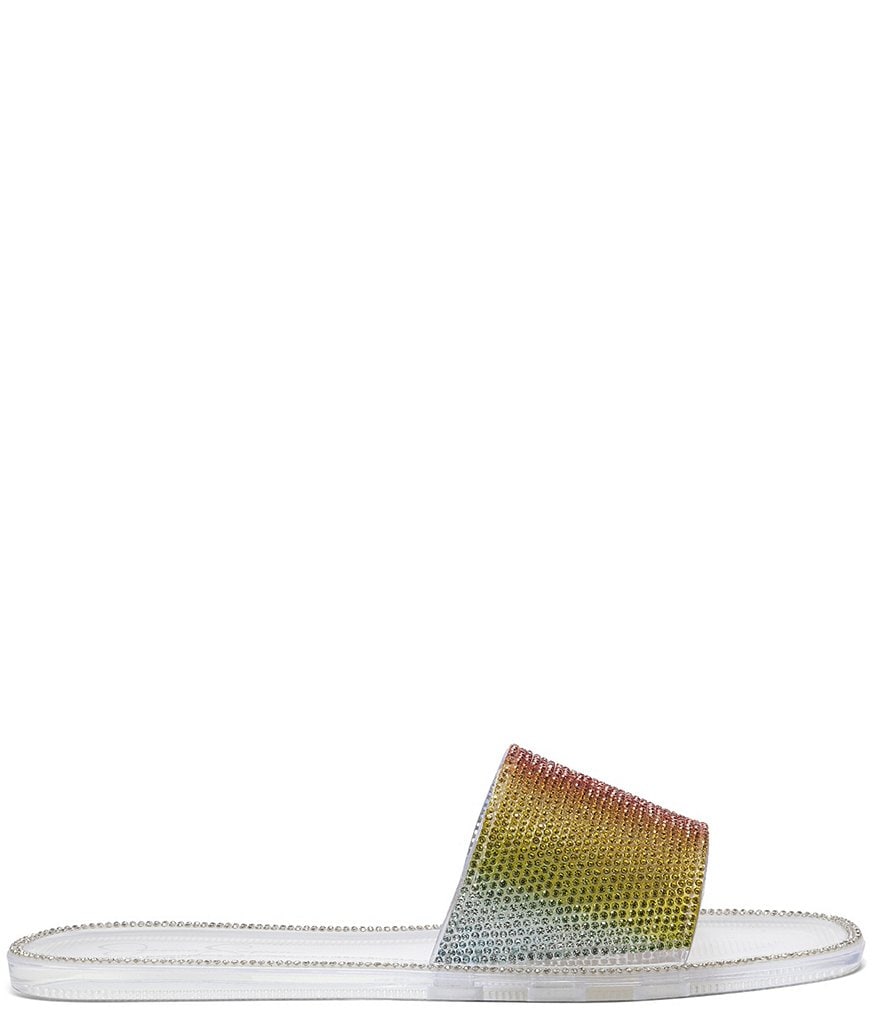 Jessica Simpson Kassime Rainbow Embellished Jelly Slides