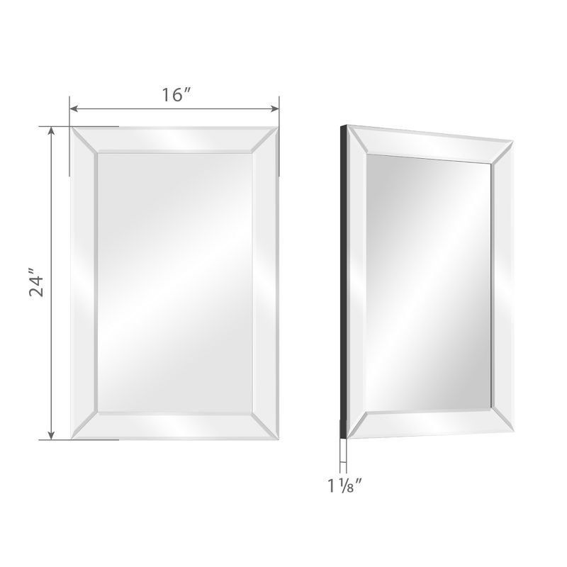 16"x24" Mirror Framed Beveled Wall Accent Mirror Silver - Gallery Solutions