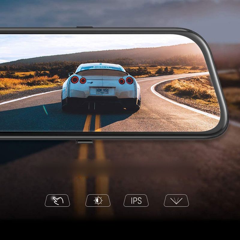 VanTop H612 12" 2.5K Mirror Dash Cam with Voice Control, GPS Tracking, IPS Full Touch Screen Rear View Camera, Parking Monitor