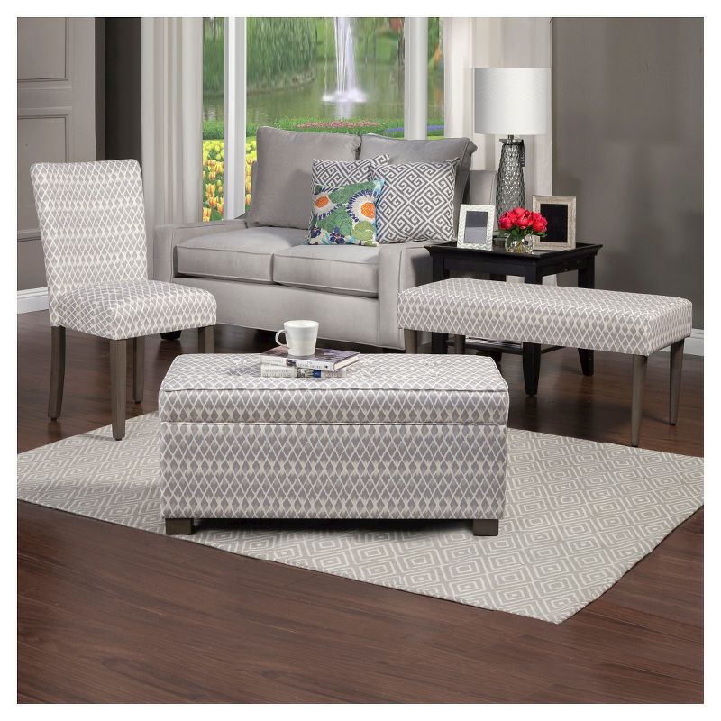 Gray Diamond Collection Storage Bench Gray/Taupe Small Diamond - HomePop