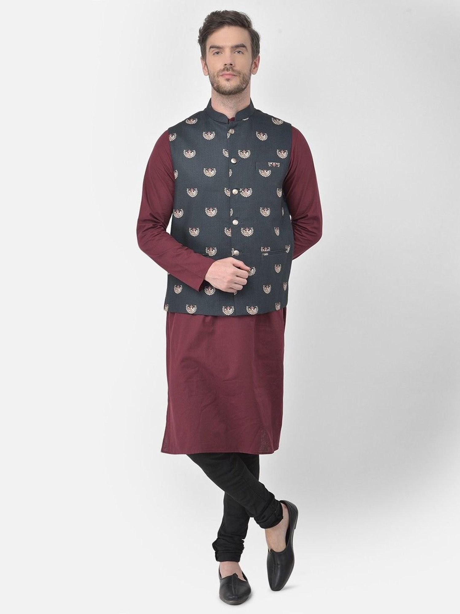 Fabindia Multicolor Regular Fit Printed Cotton Nehru Jacket
