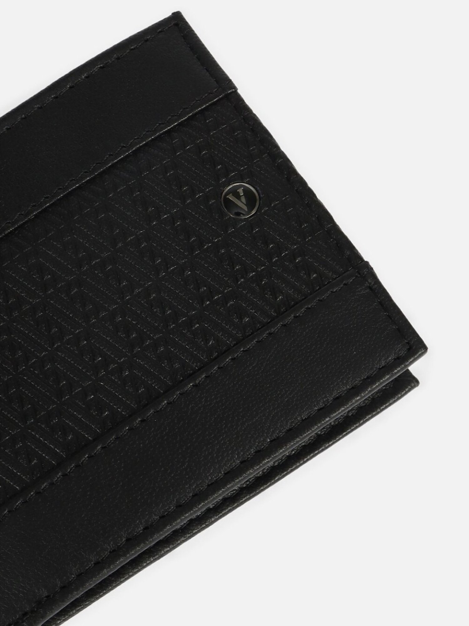 Van Heusen Black Leather Textured Bi-Fold Wallet