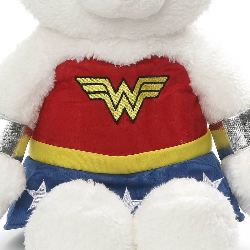 G by GUND DC Comics Wonder Woman Plush White Teddy Bear 15" Stuffed Animal