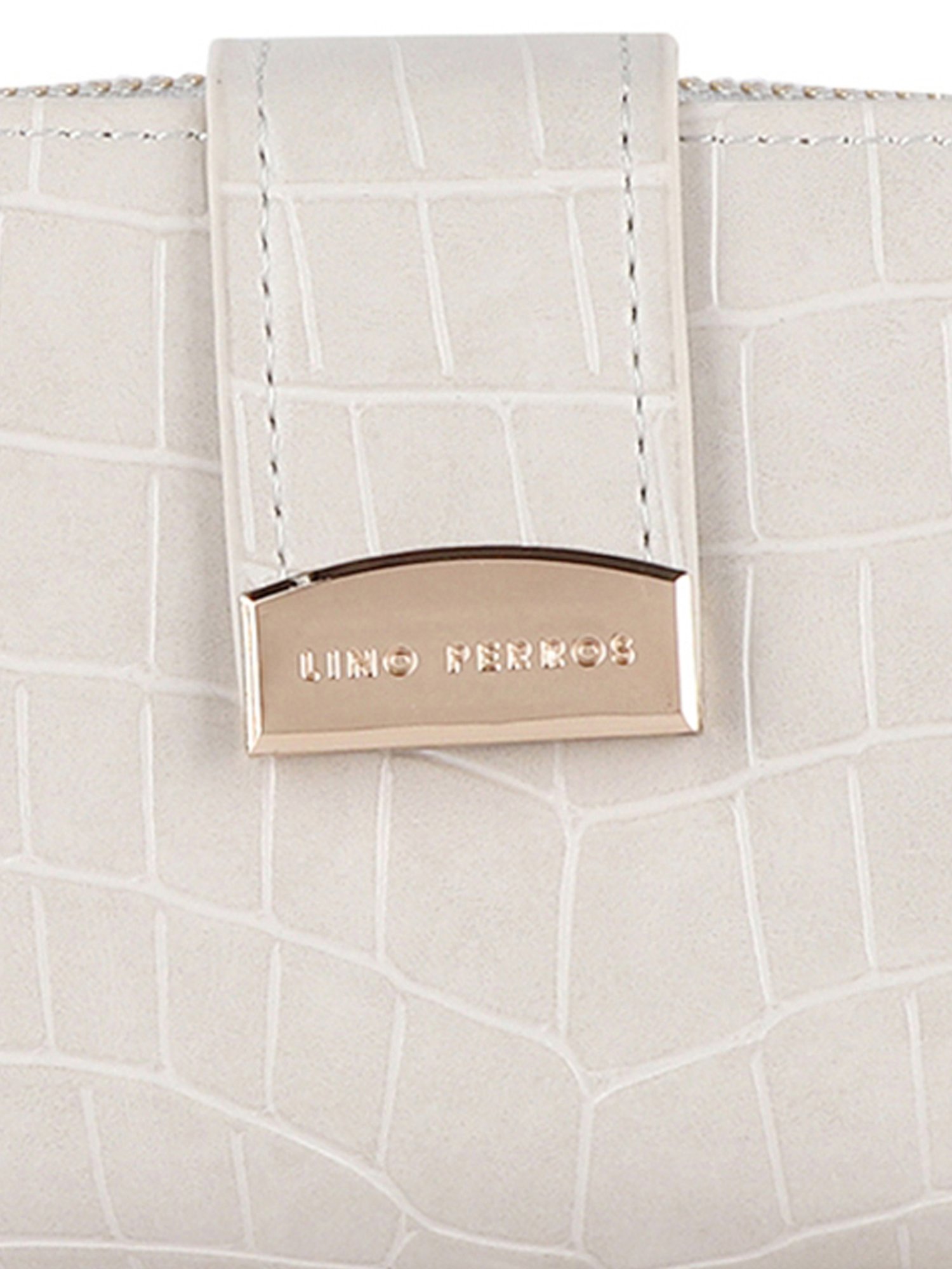 Lino Perros White Solid Zip Around Wallet for Women