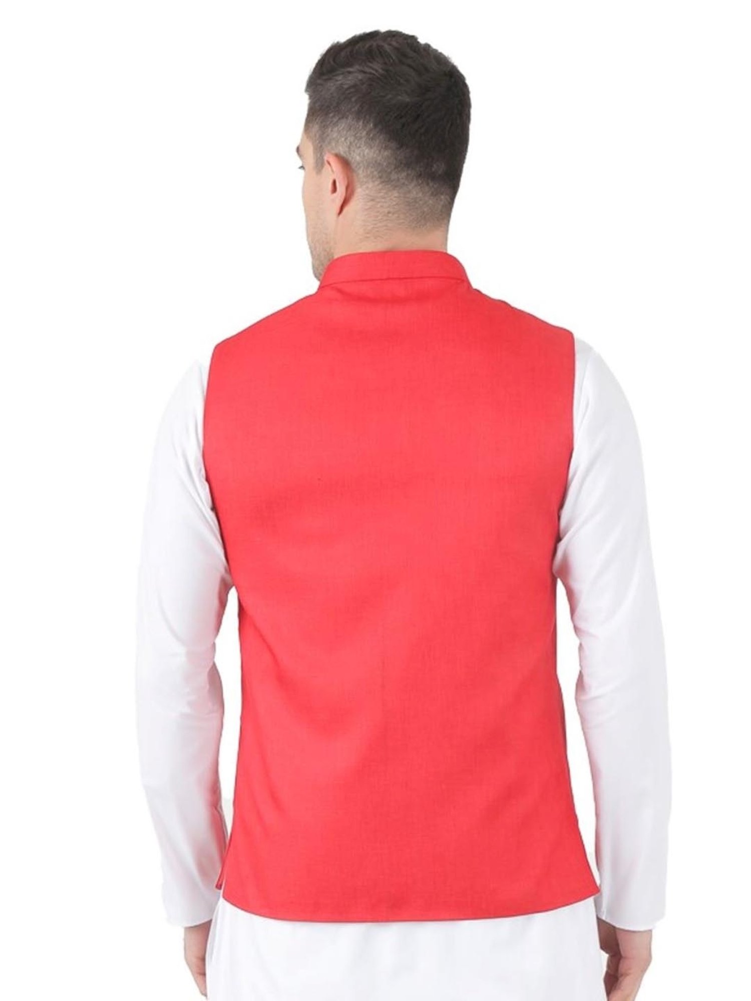 TAHVO Red  Slim Fit Nehru Jacket