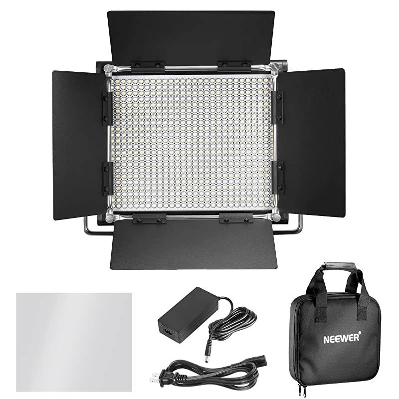 2 Pieces Bi-color 660 LED Video Light and Stand Kit Includes:(2)3200-5600K CRI 96+ Dimmable Light with U Bracket and Barndoor and (2)75 inches Light Stand for Studio Photography, Video Shooting