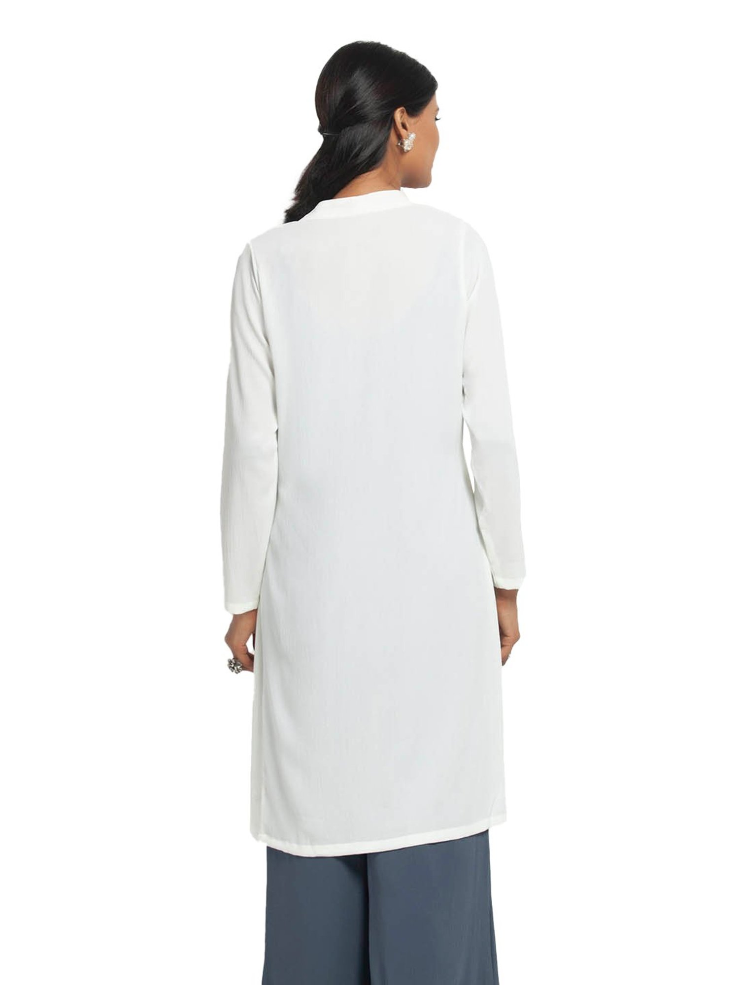 Office & You White Full Sleeves Jacket With Tie Knot