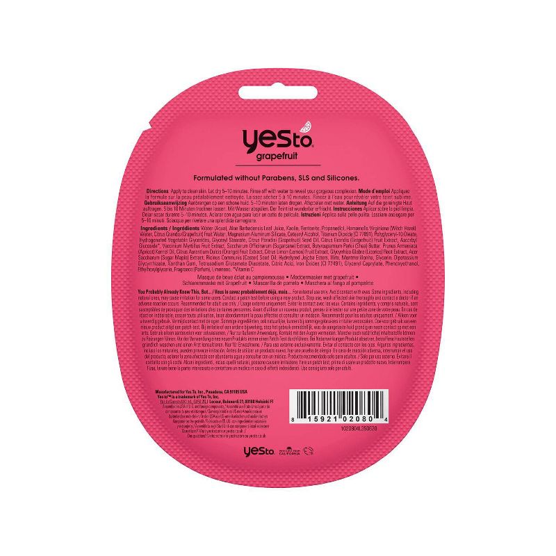 Yes To Grapefruit Single Use Mud Face Mask - .33oz
