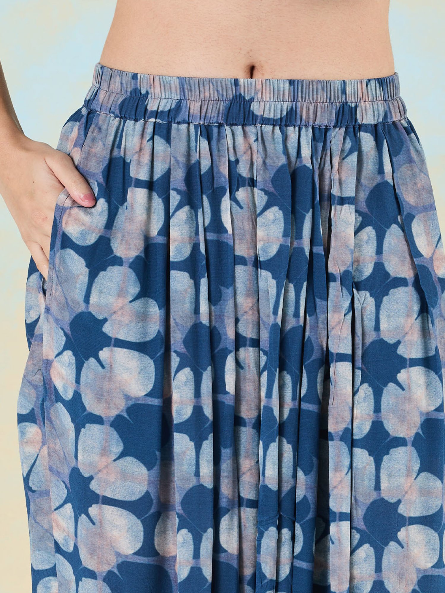 navyasa by liva Blue Top & Dhoti Pants Set