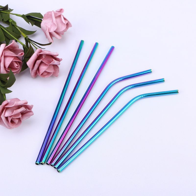 8 Pcs Stainless Steel Drinking Straws Reusable Curved & Straight Straws Set for Yeti 20oz(3 Pcs Thread Straight Staws, 3 Pcs Thread Curved Staws and 2 Brushes)