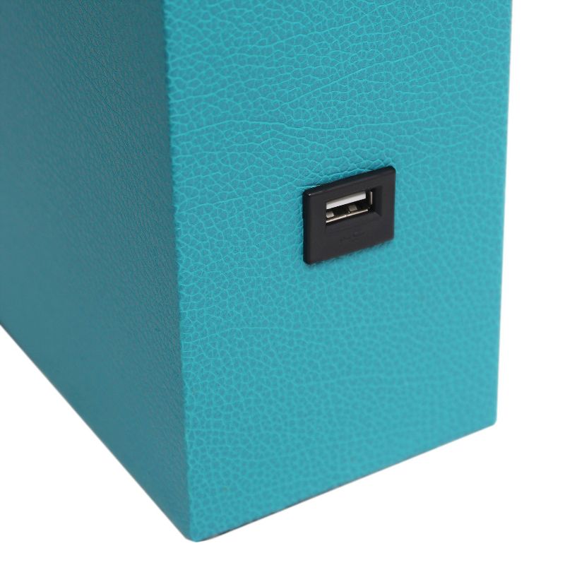Leather Table Lamp and Fabric Shade Teal - Elegant Designs