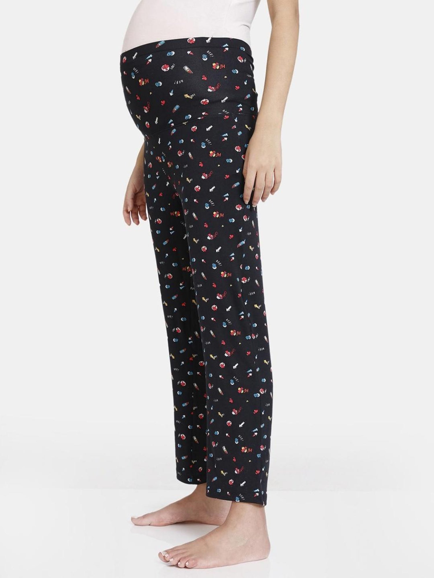 Zivame Black Printed Maternity Sleepwear