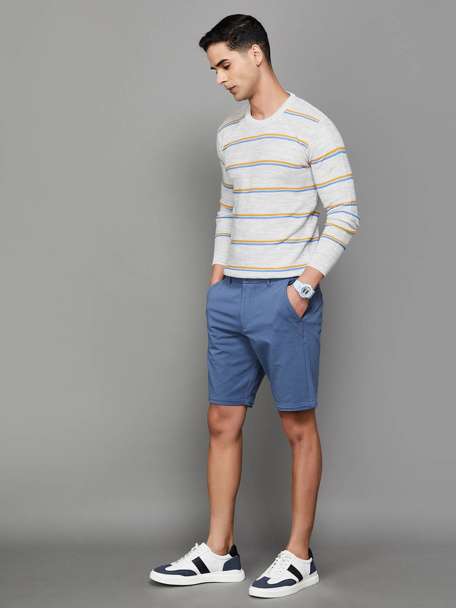 Code by Lifestyle Dark Blue Regular Fit Shorts
