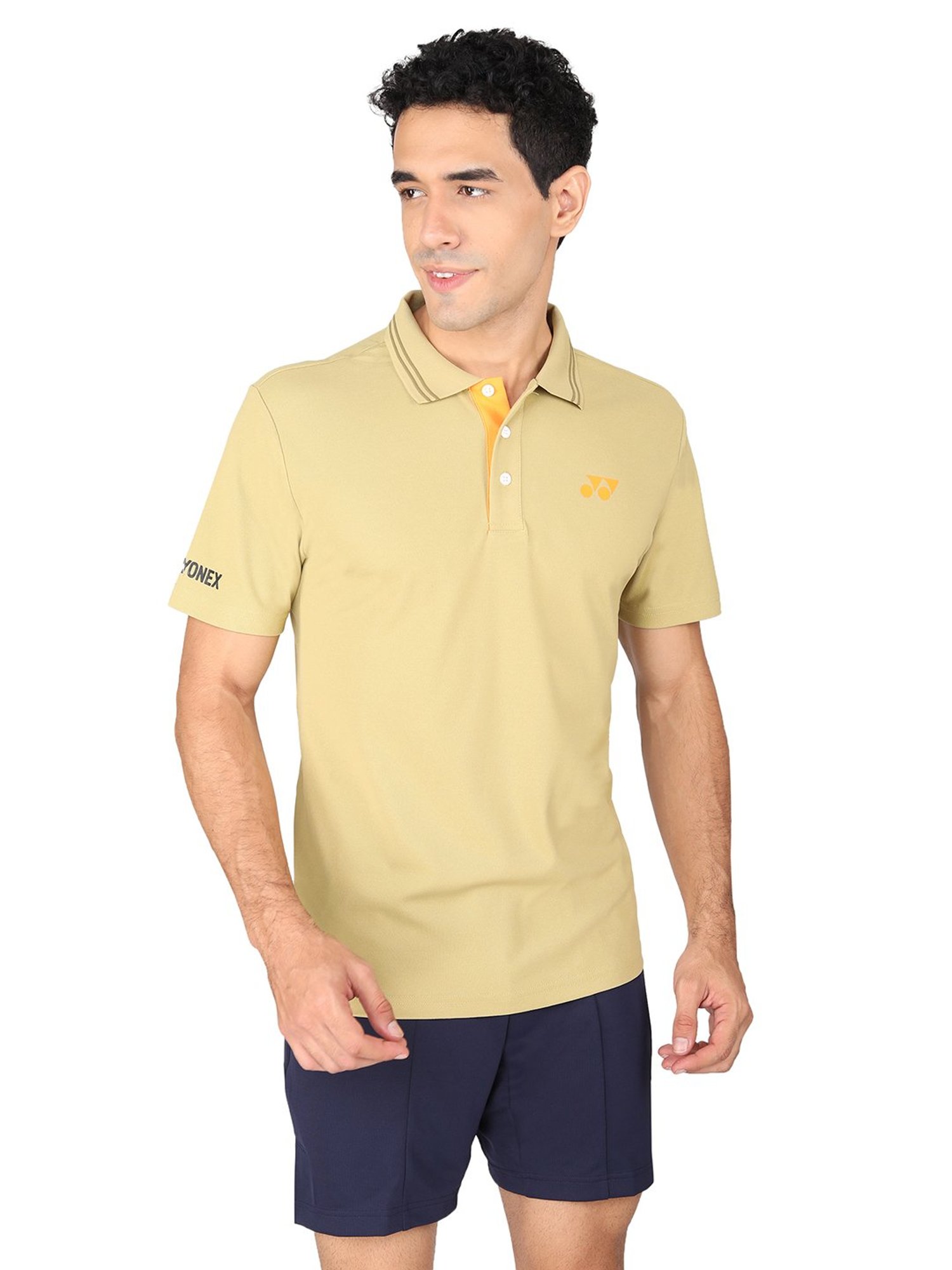 Yonex Khaki Regular Fit Badminton Polo T-Shirt