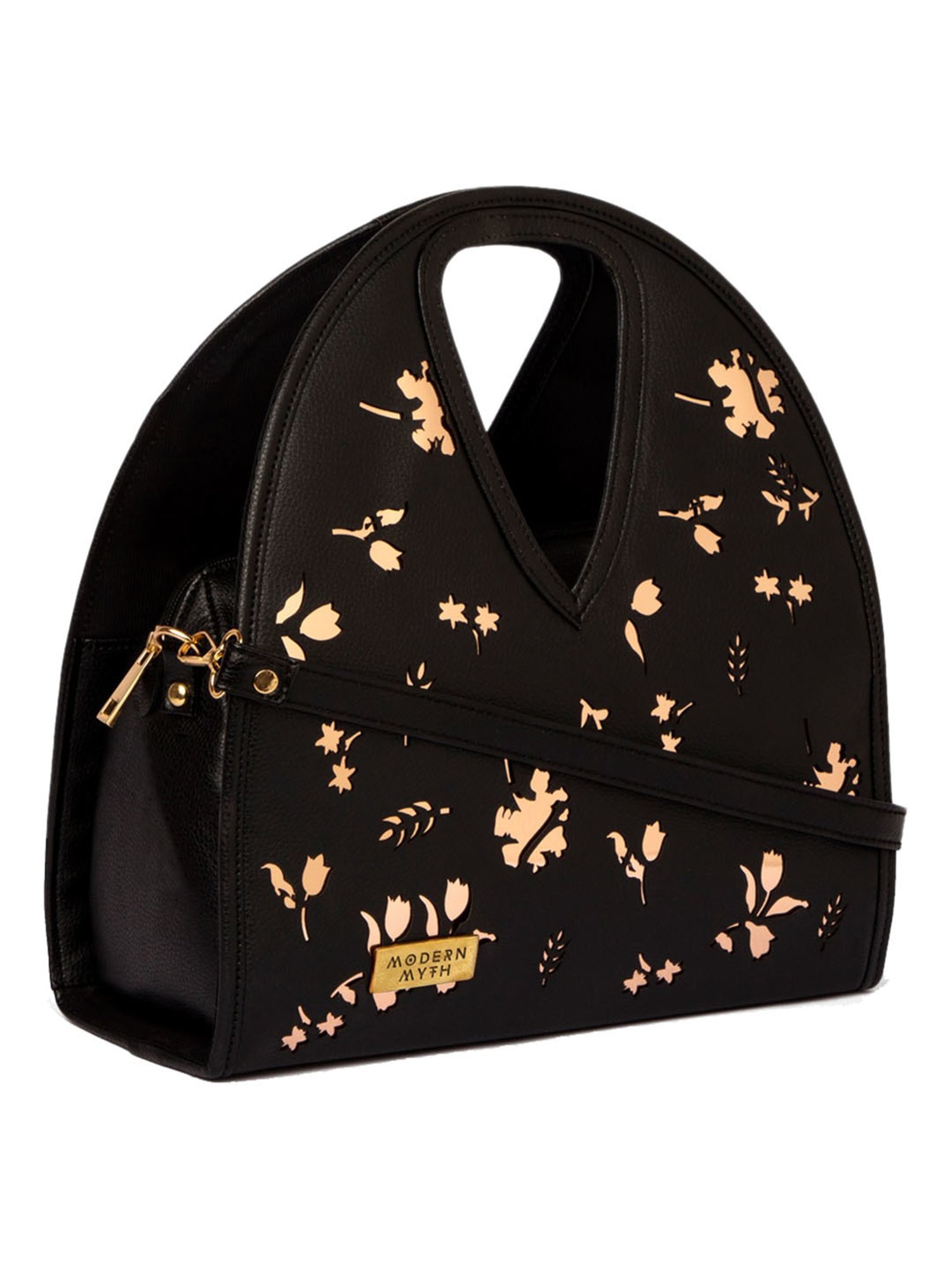 Modern Myth Black Cut Work Medium Hobo Bag