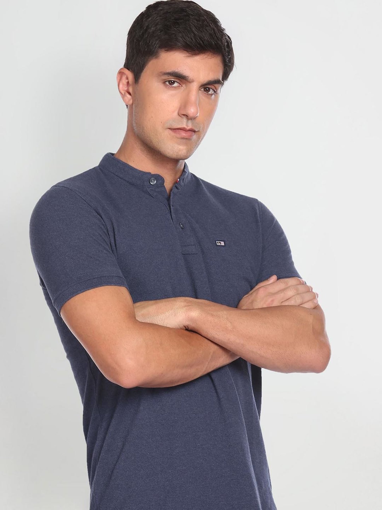 Arrow Sport Blue Cotton Regular Fit Polo T-Shirt