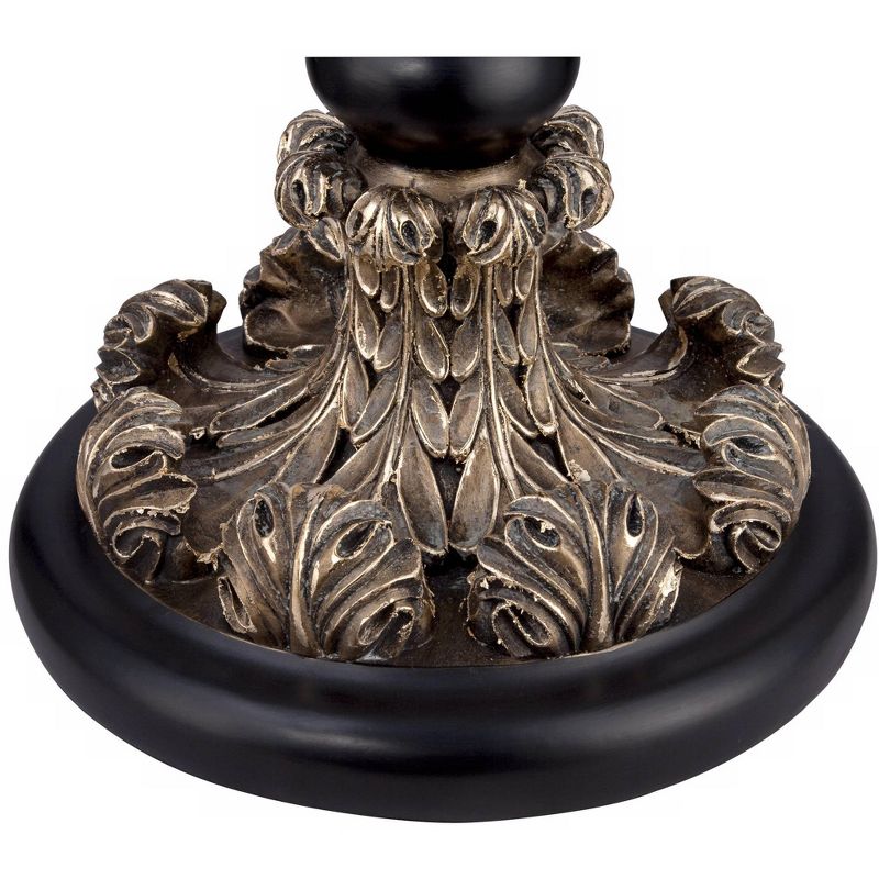 Barnes and Ivy Traditional Torchiere Antique Gold Column Amber Glass Shade Foot Dimmer for Living Room Bedroom Office Uplight