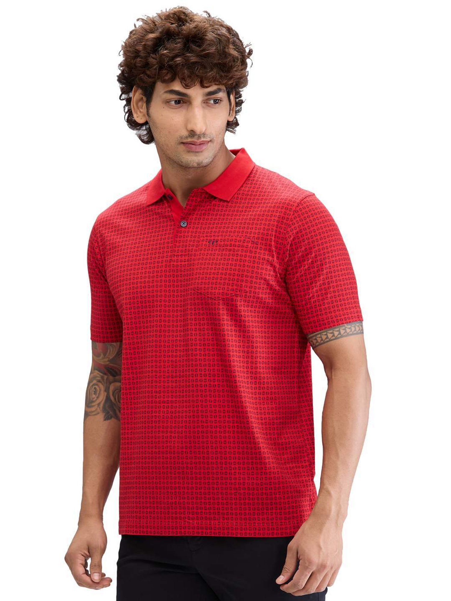 Colorplus Red Classic Fit Printed Polo T-Shirt