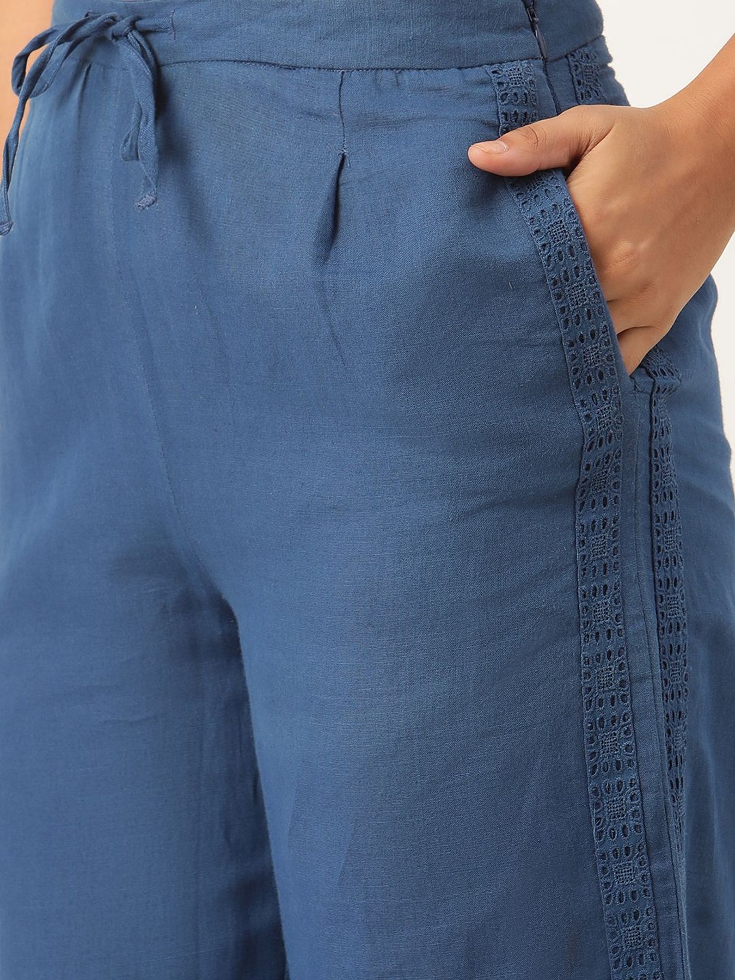 Rooted Blue Straight Fit Trousers