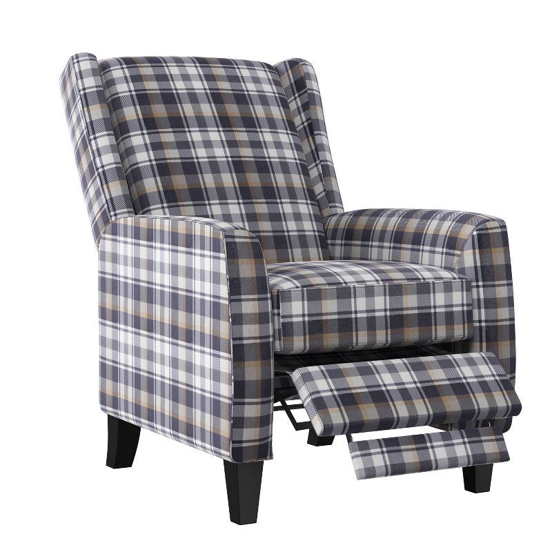 Lani 2 Position Pushback Recliner Chair Velvet Plaid Gray - ProLounger