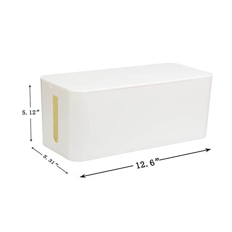 Cable Management Box Set of 2 Power Strip Hider Keeps Children Safe TV Cord Box for Home and Office White Balck