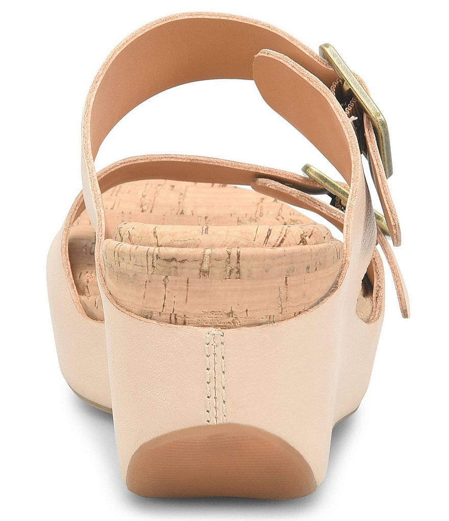Kork-Ease Grace Leather Buckle Strap Platform Wedge Slide Sandals