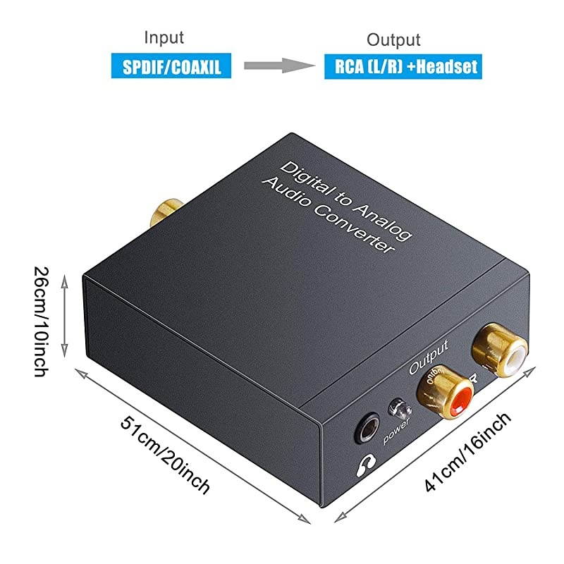 Digital to Analog Audio Converter,AVMTON DAC Digital SPDIF Optical Toslink Coaxial to Analog 3.5mm Jack RCA L/R Audio Converter Adapter for PS3/4 Xbox Blu Ray DVD HDTV Headphone Home Cinema