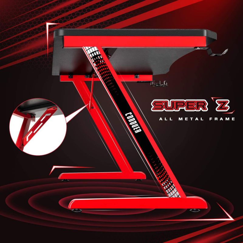 RESPAWN 3000 Gaming Computer Desk - Ergonomic Height Adjustable Gaming Desk, in Blue (RSP-3000-BLU)