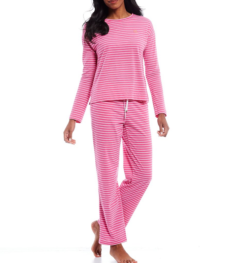 Lauren Ralph Lauren Pique Striped Coordinating Long Sleeve Top