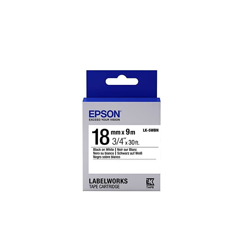 LabelWorks Standard LK (Replaces LC) Tape Cartridge ~3/4" Black on White (LK-5WBN) - for use with LabelWorks LW-400, LW-600P and LW-700 Label Printers