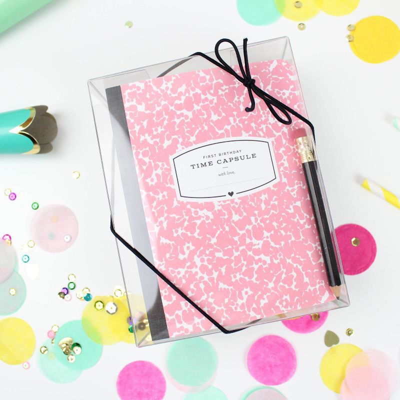 "First Birthday Time Capsule" NoteCard Pink