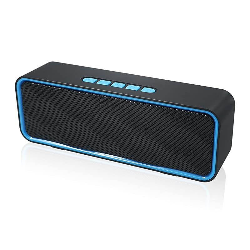 Wireless Bluetooth Speaker with AUX/USB/TF Card Slot,Outdoor Portable Stereo Speaker with HD Audio,Enhanced Bass, Dual-Driver,Handsfree Calling, FM Radio Speaker for Travel,Party (Blue)