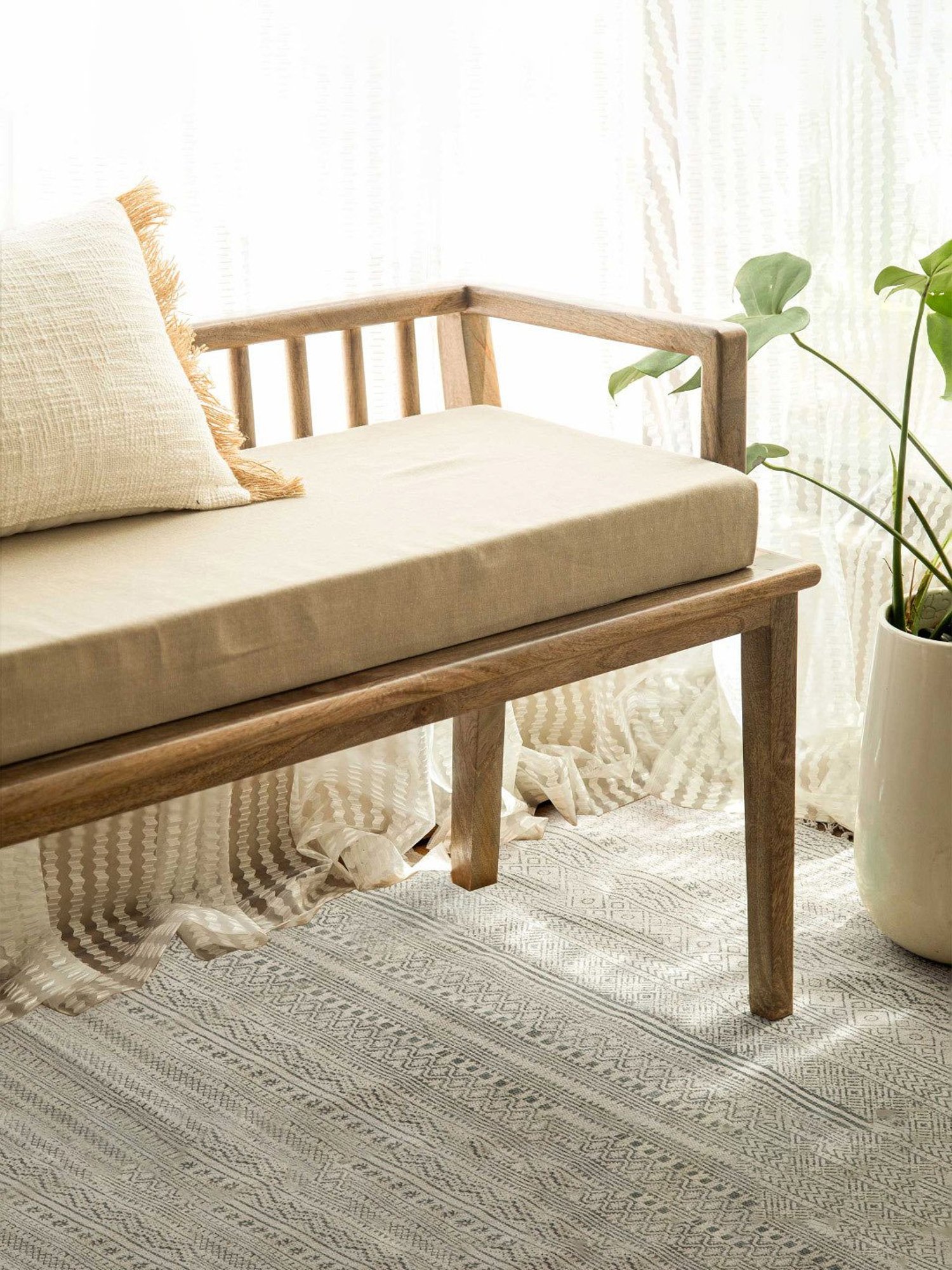 Chumbak Jodhpur Sailor Solid Blue Sheesham Wood Bench