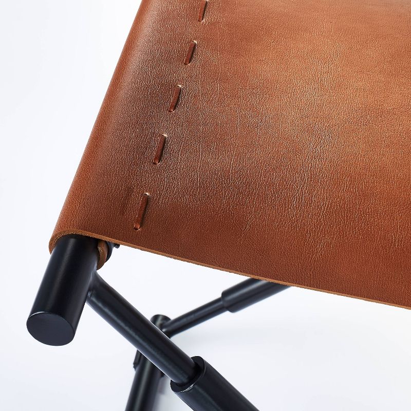 Preston Folding Leather Sling Ottoman with Metal Base - Threshold™ designed with Studio McGee