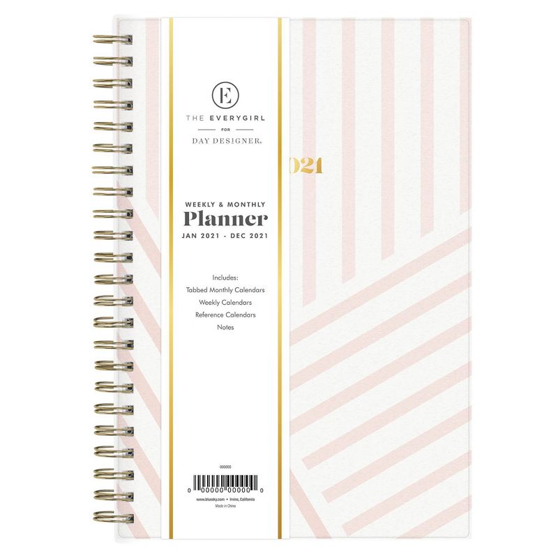 2021 The Everygirl Planner 5" x 8" Frosted Plastic Weekly/Monthly Wirebound Hannah Rose - Blue Sky