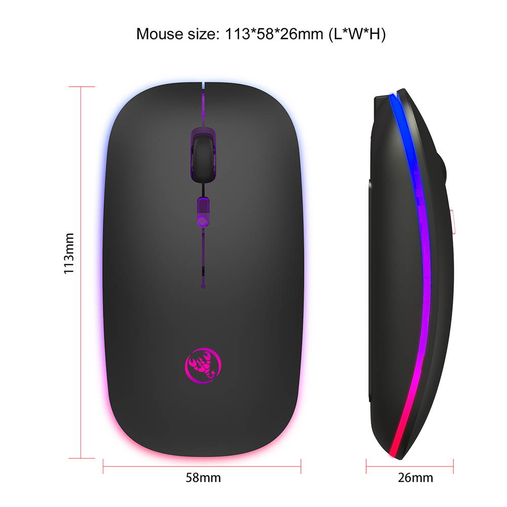 Wireless Mouse BT5.1 2.4G Dual Mode Mini Portable USB Rechargeable Colorful Glow
