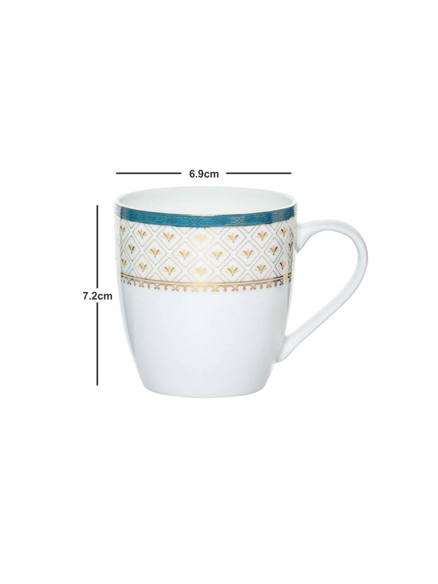 SONAKI White & Golden Bone China Tea Cup (0.17 L) - Set of 6