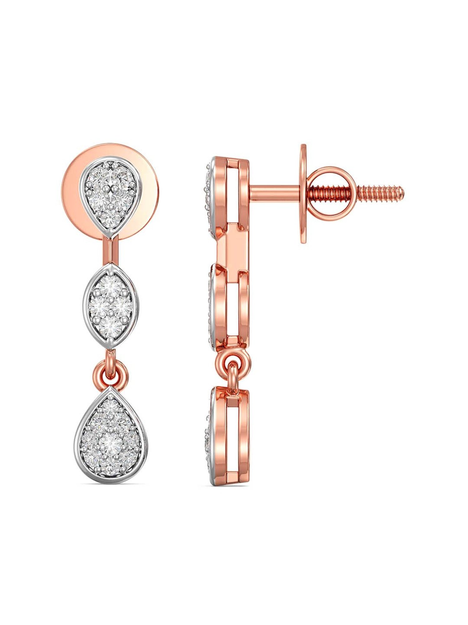 Joyalukkas 18k Rose Gold & Diamond Drop Earrings for Women