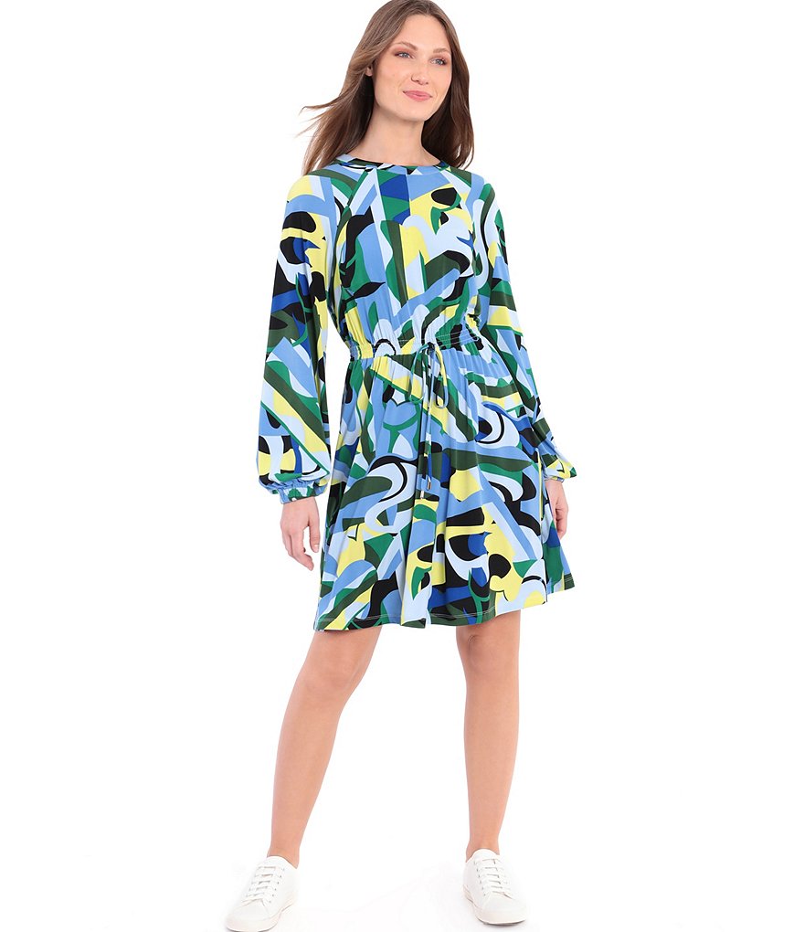 Donna Morgan Abstract Print Matte Jersey Blouson Dress