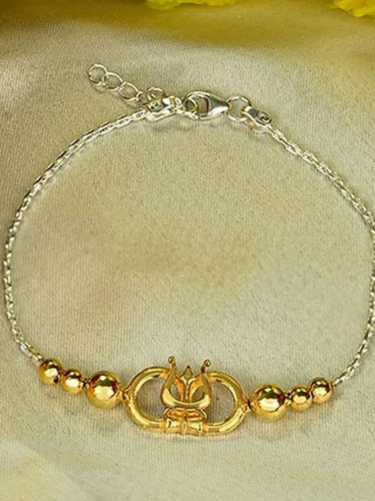 Touch925 Gleaming Trishul Rakhi cum Bracelet in Sterling Silver for Men