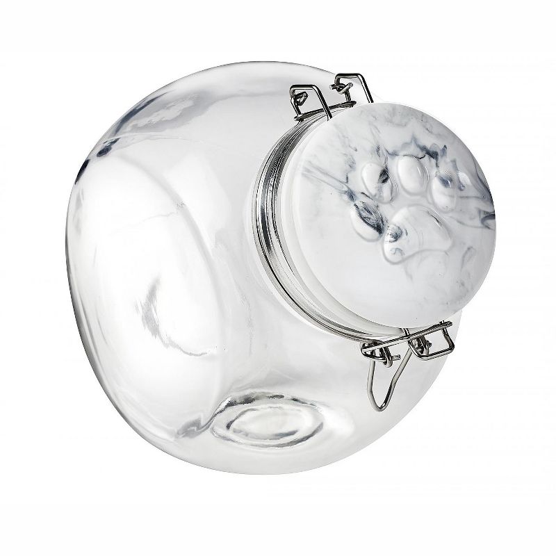 Amici Pet Marble Paw Glass Food Canister, 72oz