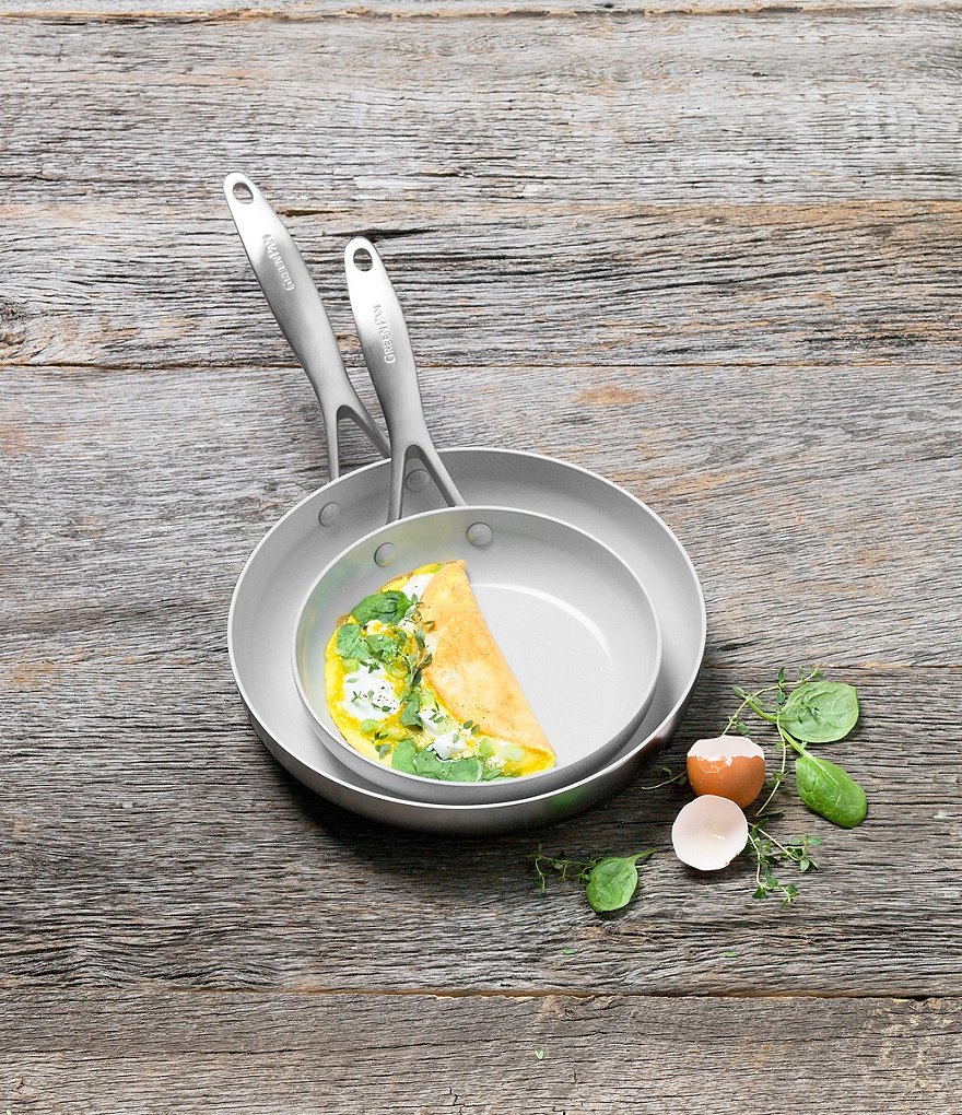 GreenPan Venice Pro Evershine Ceramic Non-Stick 2-Piece Open Fry Pan Set, 8#double; & 10#double;