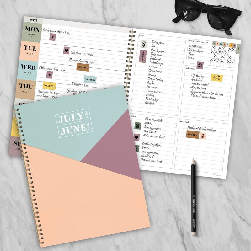2021-22 Academic Planner 8.5" x 11" Flexible Cover Weekly/Monthly Wirebound Rose - The Home Edit