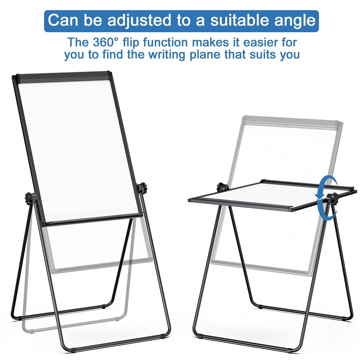 Double Sided White Board with Stands, Magnetic Whiteboard 40 x 28 inch Easel Stand, Height Adjustable Portable Dry Erase Board with 6 Magnets, 3 Markers, 1 Eraser for Home Office Teaching